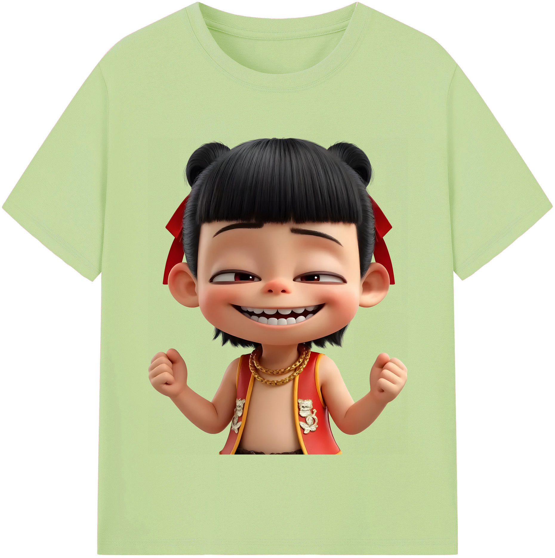 （画像用） Ne Zha 2 ナタ 魔童の大暴れ 綿100％半袖Tシャツ（フロントプリント）